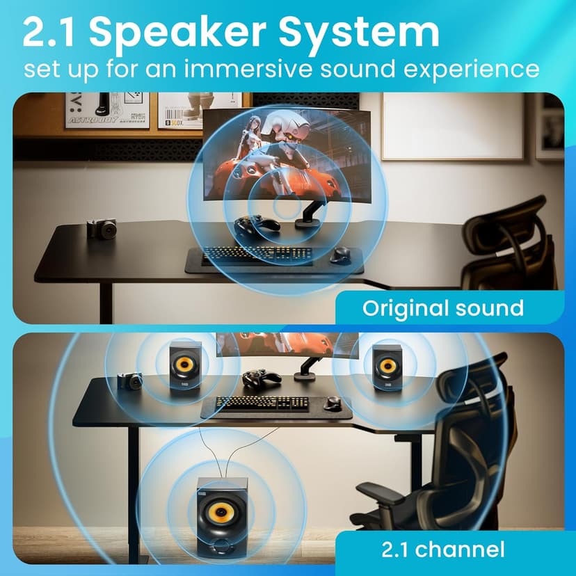 Acoustic Audio by Goldwood Bluetooth 2.1 Speaker System 2.1-Channel Home Theater Speaker System, Black (AA2170)