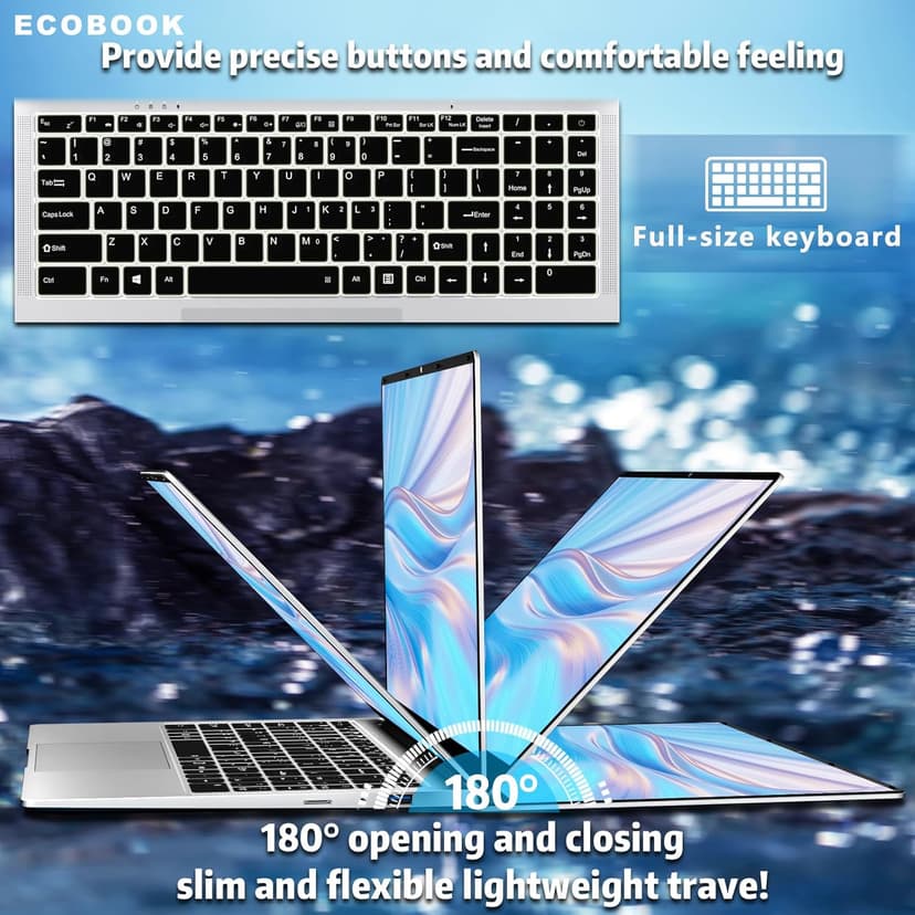 15.6 inch Laptop, 8gb RAM Gaming Laptop with 256GB SSD, Traditional Laptops N4000, Netbook Computers Full HD 1920X1080 Display WiFi5 Mini-HDMI 180 Angle Opening laptops for Student Business