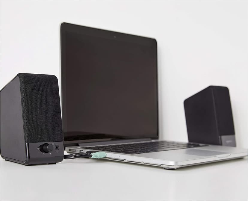 Amazon Basics USB-Powered Computer Speakers for Desktop or Laptop PC with Volume Control, Plug-N-Play, Black