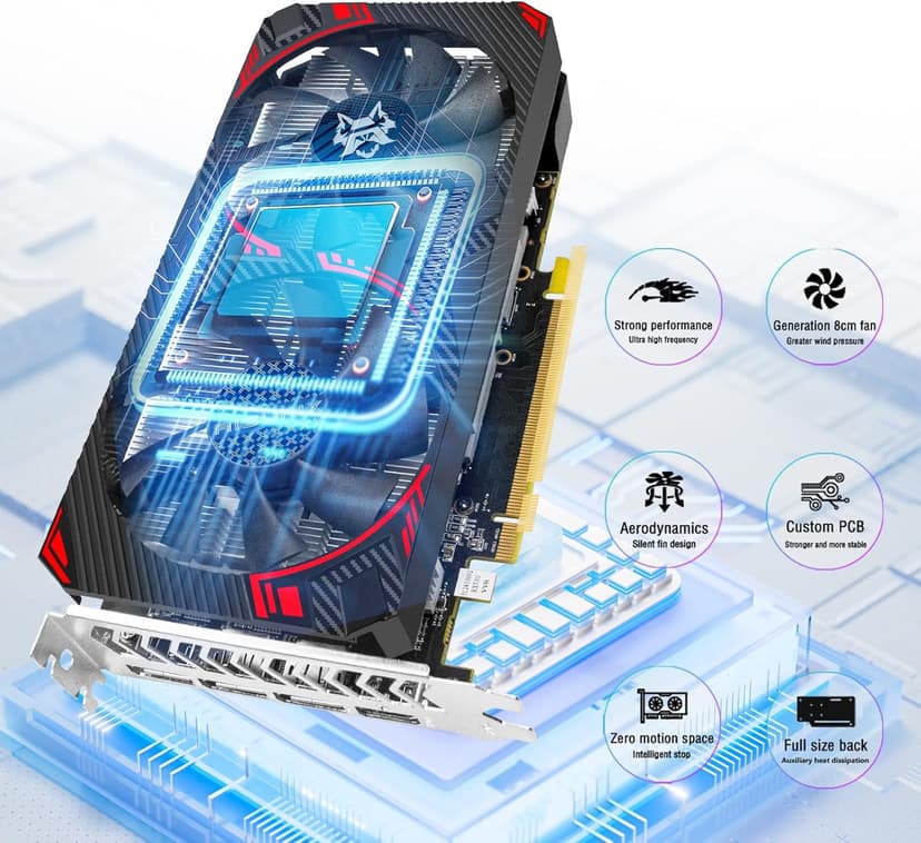 RX 580 Graphics Card 8GB GDDR5 2048 SP PCIe 3.0 Dual Fan Cooling DirectX 12 256-Bit HDMI/DP/DVI Outputs Video vard for Gaming PC and Streaming