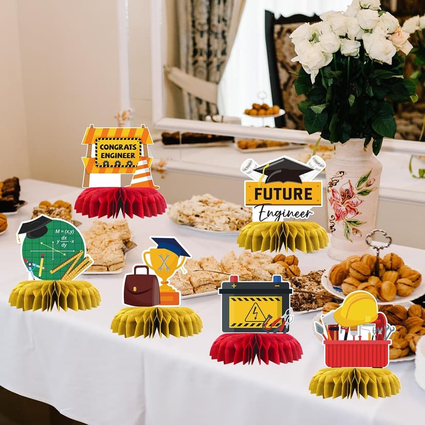 Congrats Engineer Graduation Table Honeycomb Centerpieces, Future Engineer Party Table Toppers Engineer Degree Graduation Decoration Supplies Engineering Table Centerpieces 7 PCS