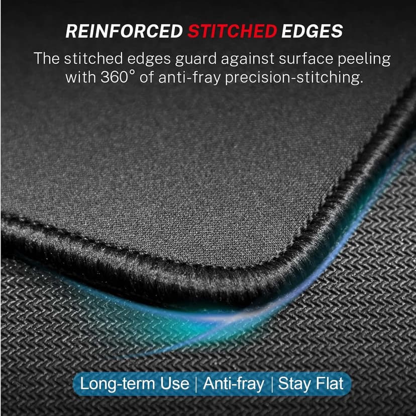 MROCO Mouse Pad [30% Larger] with Stitched Edges, 3 Pack Premium-Textured & Waterproof Mousepad Bulk with Non-Slip Rubber Base for Computers, Laptop, PC, Office & Home, 8.5 x 11 x 0.12 in, Black