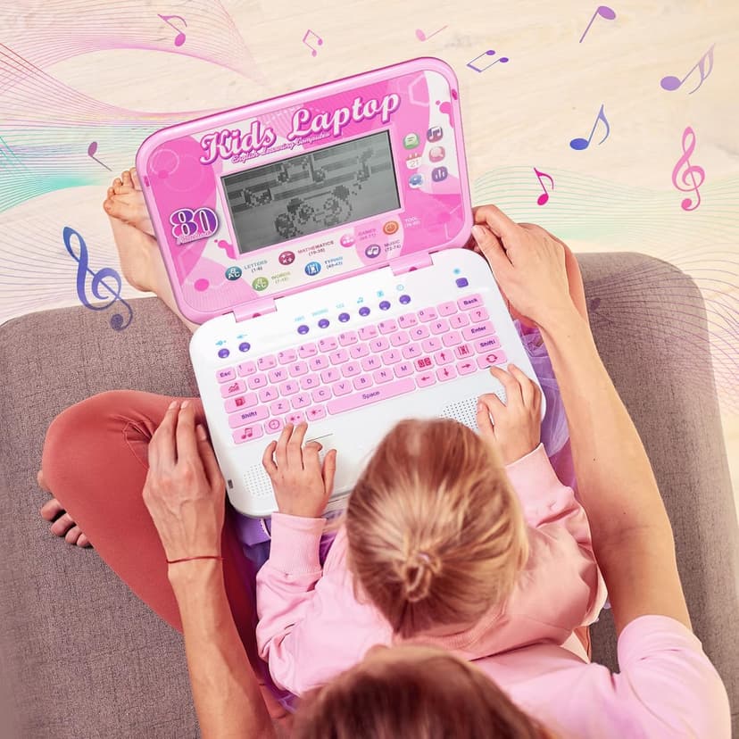 LESHITIAN Kids Laptop, 80 Learning Modes with 7 Inch Large Screen, Educational Learning Computer for Kids Ages 5+