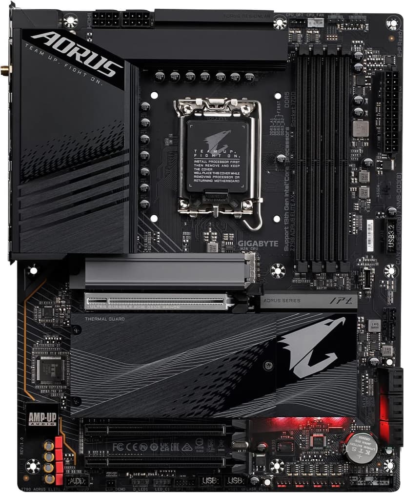 GIGABYTE Z790 AORUS Elite AX (LGA 1700/ Intel Z790/ ATX/ DDR5/ Quad M.2/ PCIe 5.0/ USB 3.2 Gen2X2 Type-C/Intel WiFi 6E/ 2.5GbE LAN/Q-Flash Plus/PCIe EZ-Latch/Gaming Motherboard)