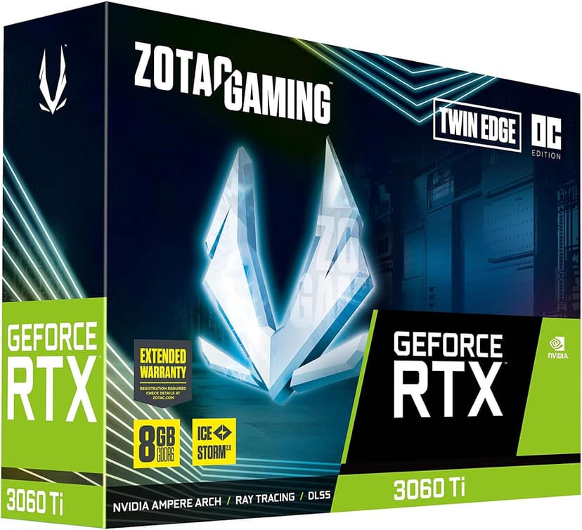 ZOTAC Gaming GeForce RTX™ 3060 Ti Twin Edge OC LHR 8GB GDDR6 256-bit 14 Gbps PCIE 4.0 Graphics Card, IceStorm 2.0 Advanced Cooling, Active Fan Control, Freeze Fan Stop ZT-A30610H-10MLHR