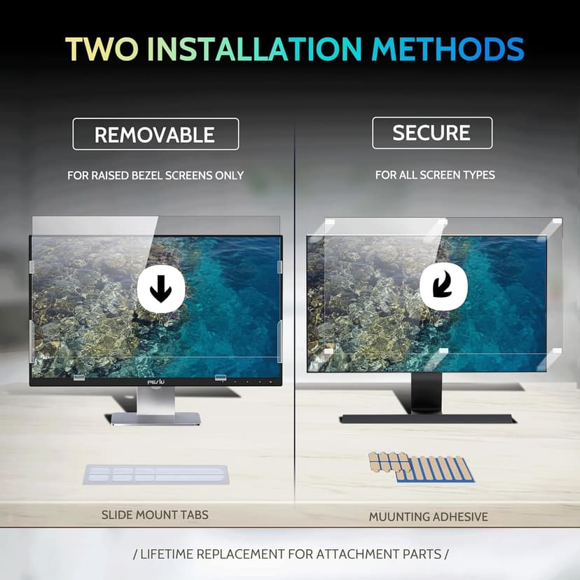 [2-Pack] 24 Inch Privacy Screen for Computer Monitor 16:9 Aspect Ratio, Eye Protection Anti Blue Light Glare Shield, 24inch Removable Black Blackout Anti Spy Desktop Security Private Filter