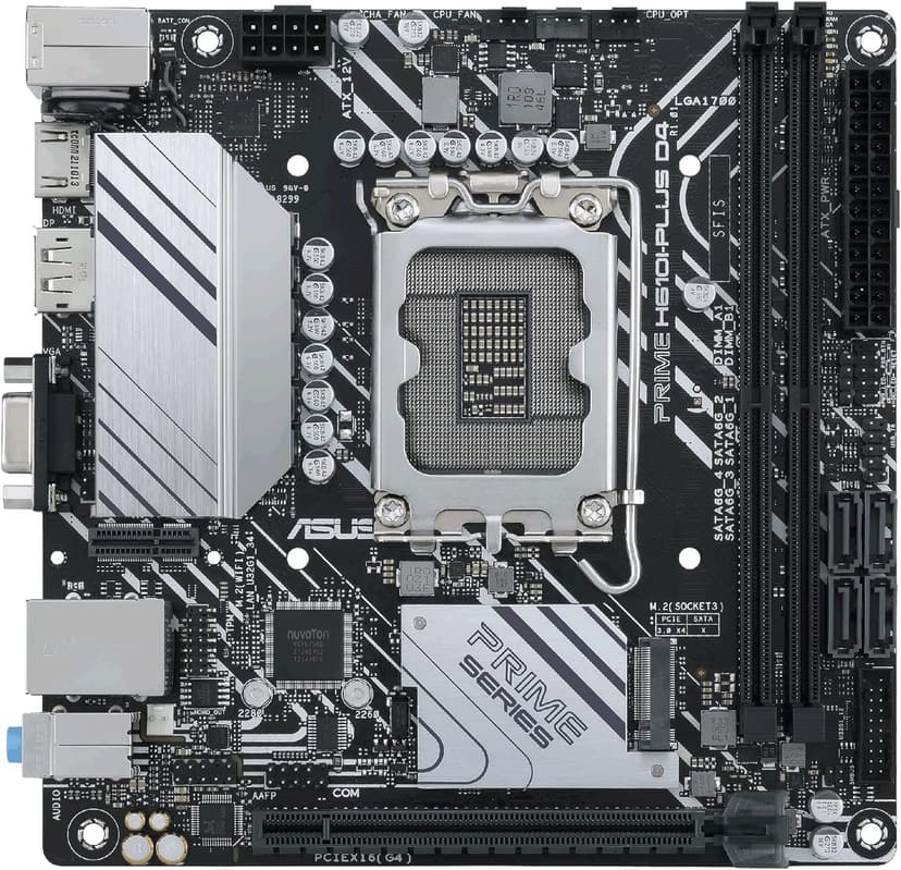 ASUS PRIME H610I-PLUS D4 LGA 1700(Intel 12th Gen&Intel vPro)mini ITX Motherboard(PCIe 4.0,DDR4,USB 3.2 Gen 1 Type-A,1Gb Lan,DP/HDMI/D-Sub,V-M.2(E),Q-LED,Mono-out header with amp IC,SPI TPM header)