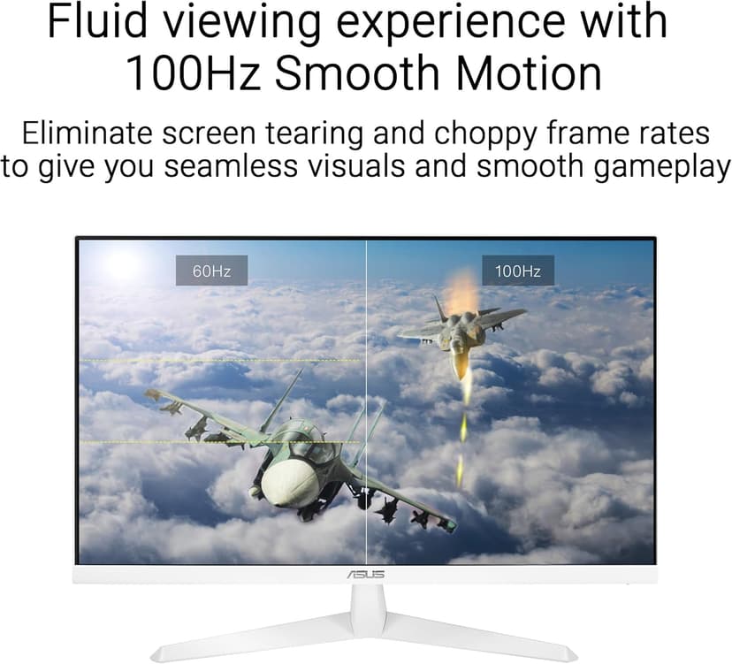 ASUS 27” 1080P Eye Care Monitor (VY279HF-W) - FHD, IPS, 100Hz, 1ms, Adaptive Sync, for Working and Gaming, Eye Care Plus technology, Blue Light Filter, Flicker Free, DisplayWidget Center, 3yr warranty