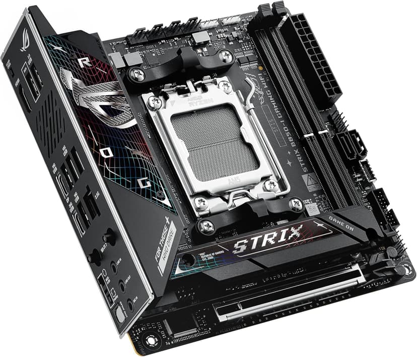 ASUS ROG Strix B850-I Gaming WiFi AMD AM5 B850 Mini-ITX mITX Motherboard 10+2+1 Stages, DDR5, 2.5G LAN, WiFi 7, 2X M.2, PCIe® 5.0 x16, USB 20Gbps Type-C®, AI Overclocking, AI Networking II, Aura Sync
