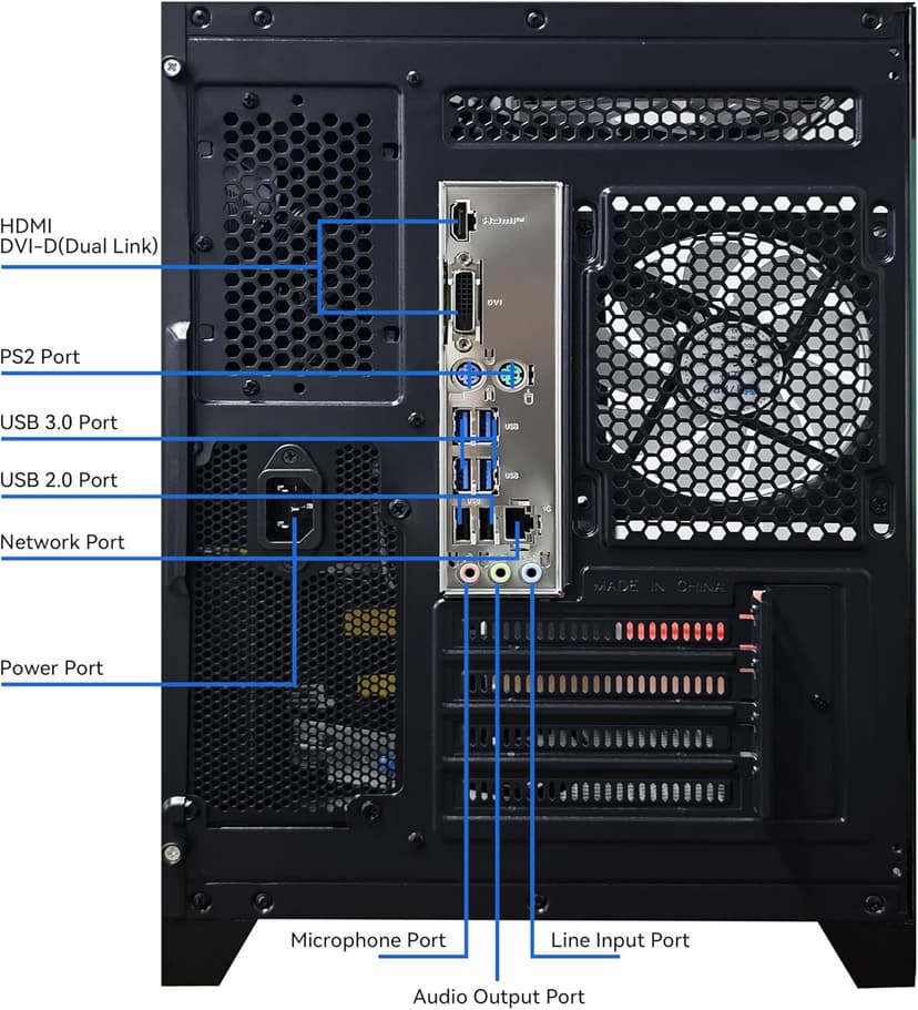 Gaming PC Desktop Computer AMD Ryzen 5 5600GT,16GB DDR4 3200MHz,1TB M.2 NVMe PCle4.0 Gen4,550W 80PLUS PSU,WiFi,Game Design Office Console,Sea View Room, Towers Prebuilt PC (Black)