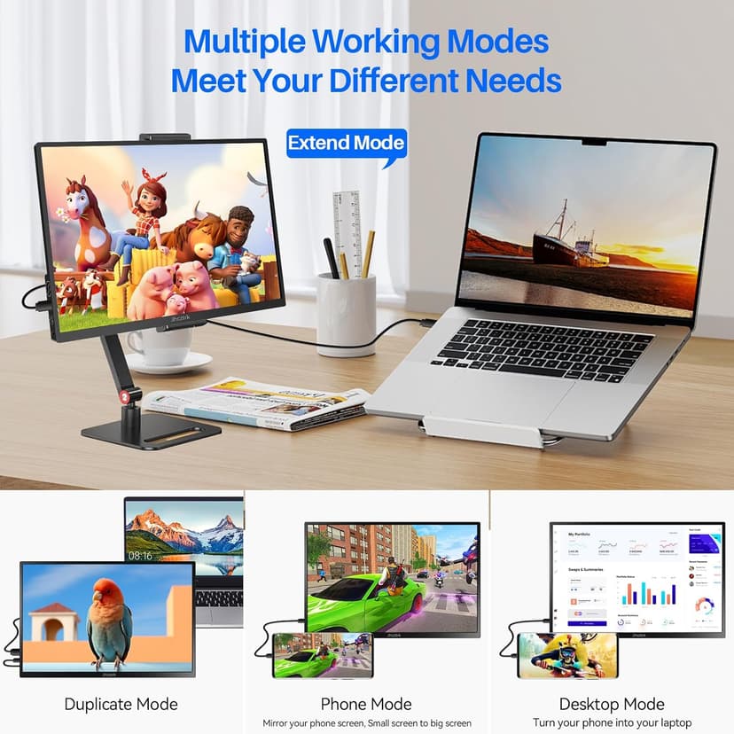 14 Inch Touchscreen Portable Monitor 1200P Slim and Lightweight Bezel less FHD IPS HDR Gaming Monitor, Laptop Travel Sub-Monitor with Built-in Speakers and VESA for Laptop Mac PC Xbox PS4/5 Switch