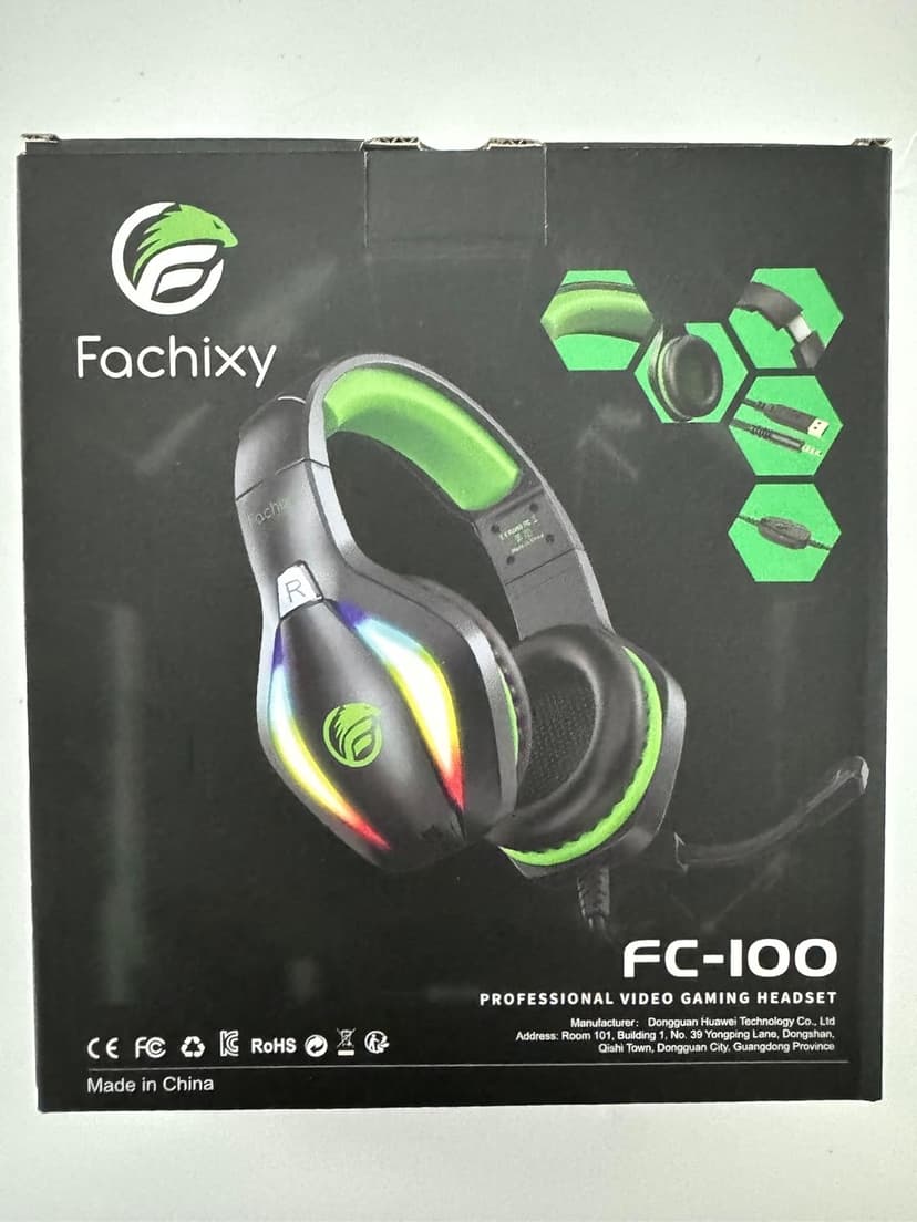 FC100 Gaming Headset with Microphone for PS4, PS5, Switch, Xbox, PC, Mac, Gamer Headset with RGB Light, Computer Headphones with Mic