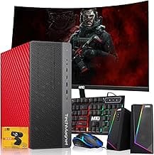 HP Z1 Gaming Desktop, Christmas Edition – Intel Core i7 9th Gen | 16GB DDR4 Ram | 512GB SSD | GTX 1660s | 24-inch Curved Monitors | Win 11 Pro Computer Tower for PC Gamers, Carbon Red (Renewed)