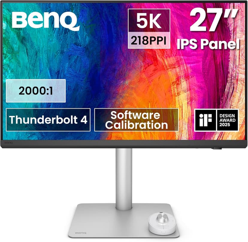BenQ PD2730S 27” 5K Monitor, 90W Thunderbolt 4, 218 PPI, 98% P3, 2000:1 Contrast, Nano Matte Panel, Daisy Chain, KVM, Height Adjustable, Mac-Compatible, for 3D Artists, VFX Animators, Game Designers