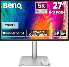 BenQ PD2730S 27” 5K Monitor, 90W Thunderbolt 4, 218 PPI, 98% P3, 2000:1 Contrast, Nano Matte Panel, Daisy Chain, KVM, Height Adjustable, Mac-Compatible, for 3D Artists, VFX Animators, Game Designers