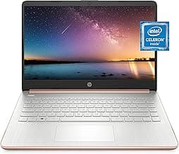 HP 14 Laptop, Intel Celeron N4020, 4 GB RAM, 64 GB Storage, 14-inch Micro-edge HD Display, Windows 11 Home, Thin & Portable, 4K Graphics, One Year of Microsoft 365 (14-dq0030nr, Pale Rose Gold)