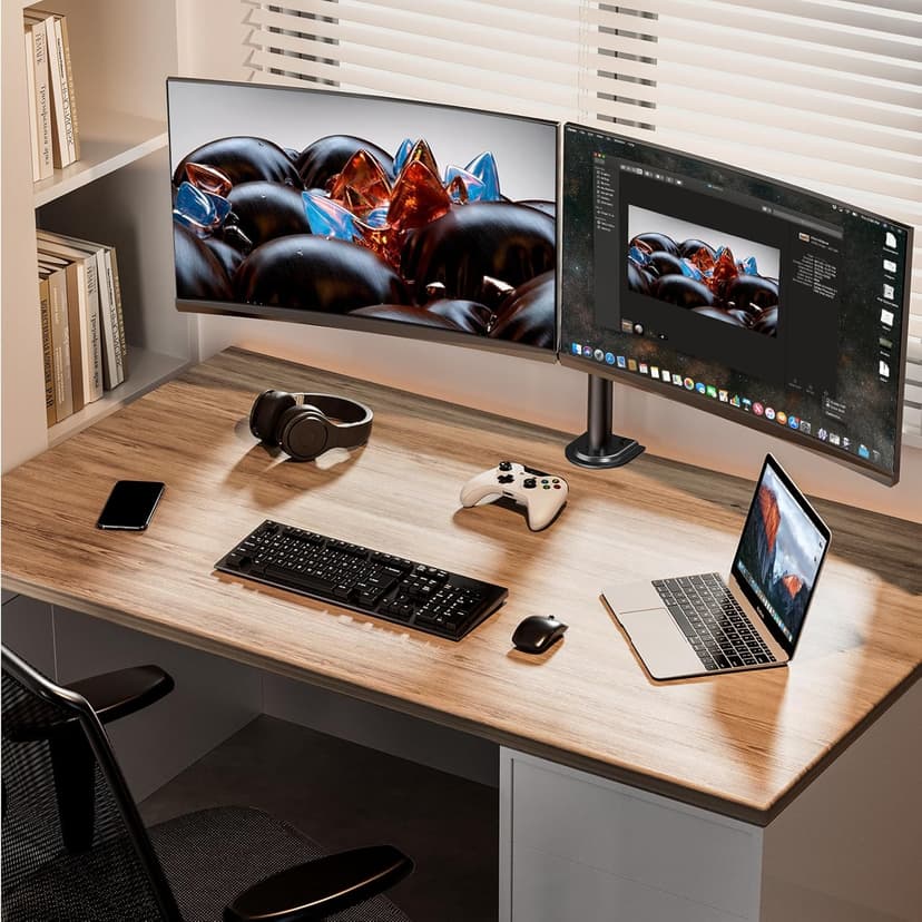 ErGear Dual Monitor Stand, Heavy Duty Adjustable Monitor Desk Mount for 2 Screens up to 32 Inches, Fully Adjustable Height, Tilt, Swivel, Rotate, Supports 17.6 lbs per Monitor Arm, Easy Installation