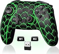 Wireless PC Controller, Bluetooth Controller, with Hall Effect Joysticks & Triggers, No Dead Zone, No Stick Drift, Controller for PC, Switch, iOS and Android, Cool Dynamic Light, 1000mAh Battery