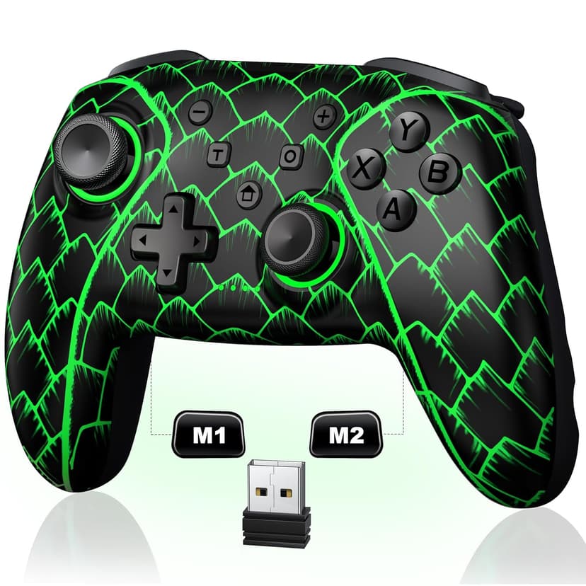 Wireless PC Controller, Bluetooth Controller, with Hall Effect Joysticks & Triggers, No Dead Zone, No Stick Drift, Controller for PC, Switch, iOS and Android, Cool Dynamic Light, 1000mAh Battery