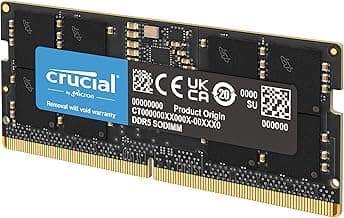 Crucial 16GB DDR5 RAM, 5600MHz (or 5200MHz or 4800MHz) Laptop Memory, SODIMM 262-Pin, Compatible with 13th Gen Intel Core and AMD Ryzen 7000 - CT16G56C46S5