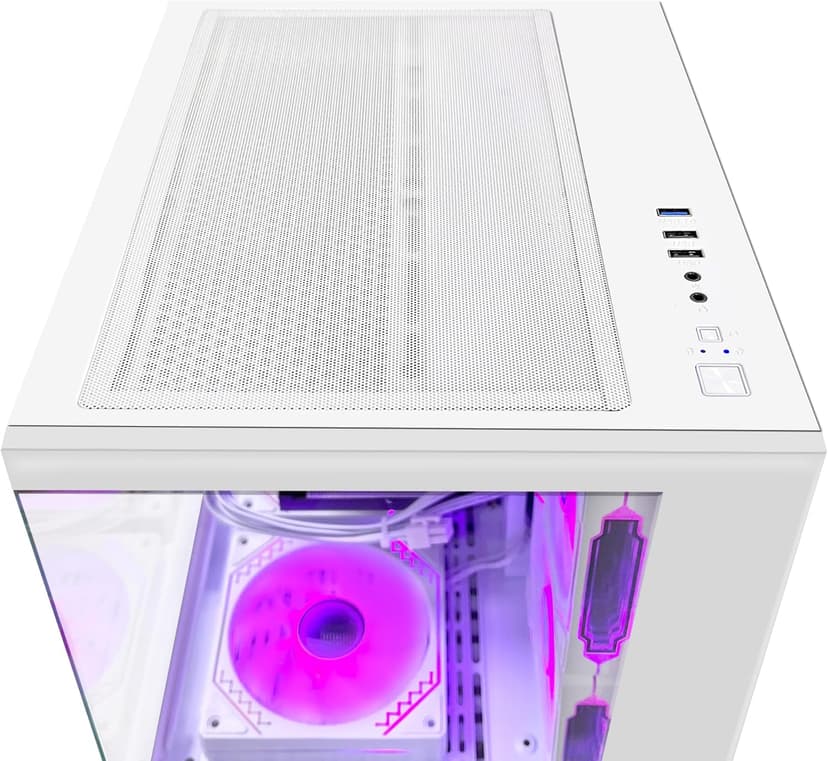 Panorama Gaming PC Desktop - AMD Ryzen 5 5600GT 3.6GHz, RTX 4060 8GB, 16GB DDR4 RAM 3200, 1TB M.2 PCIE SSD, 240mm AIO, 11AC Wi-Fi, Bluetooth, Windows 11 Pro 64-bit Desktop Computer, White