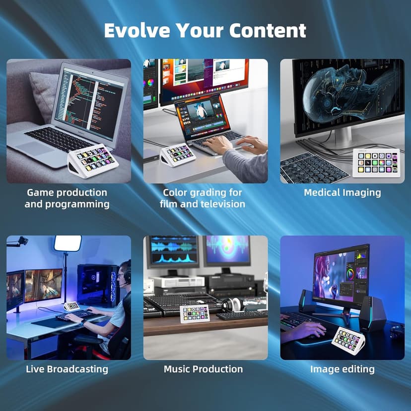 TMICE Stream Controller - Live Production Controller with 15 Customizable LCD Keys and Adjustable Stand, Trigger Actions in OBS Studio, Streamlabs, Twitch, YouTube and More, Works with PC/Mac