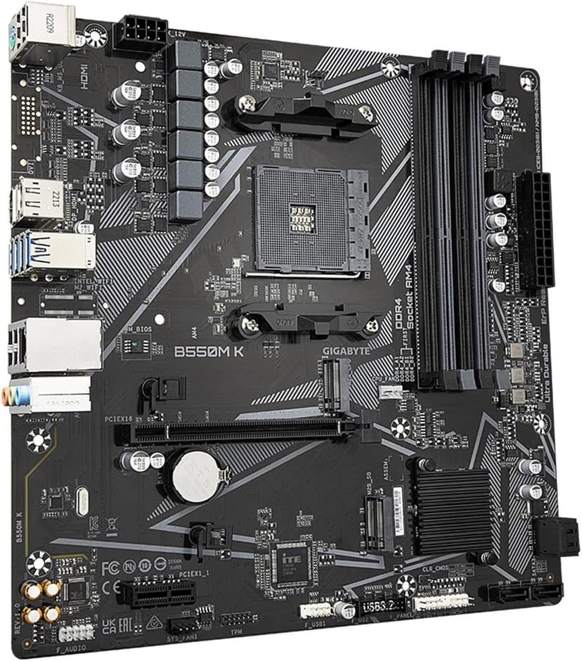 Micro Center AMD Ryzen 5 5500 Desktop Processor with GIGABYTE B550M K Motherboard (Micro-ATX, DDR4, Dual M.2, SATA 6Gb/s, PCIe 4.0)