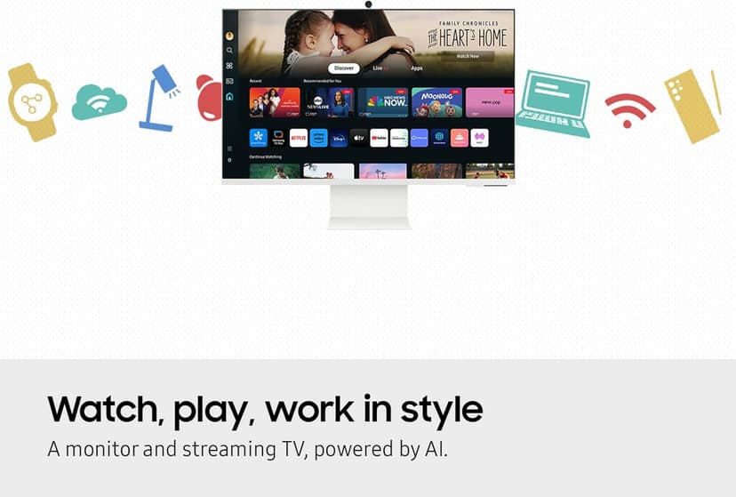 SAMSUNG 32-Inch M8 (M80D) Series 4K UHD Smart Monitor with Streaming TV, Speakers, HDR10+, AI Upscaling, USB-C, Ergonomic Stand, SlimFit Camera, Gaming Hub, LS32DM801UNXZA, 2024