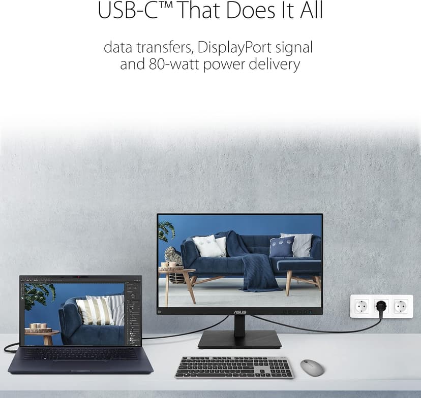ASUS 24" 1080P Multi-Touch Monitor (BE24ECSBT) - Full HD, IPS, 10-Point Touch, IPS, Eye Care, USB-C with Power Delivery, HDMI, DisplayPort Daisy Chain, Height Adjustable, VESA Wall Mountable, Black
