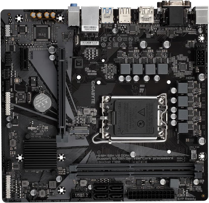GIGABYTE H610M S2H V2 DDR4 (H610/ Intel/LGA 1700/ Micro ATX/ DDR4/ Single M.2/ PCIe 4.0/ USB 3.2 Gen1/ Realtek GbE LAN/Motherboard)