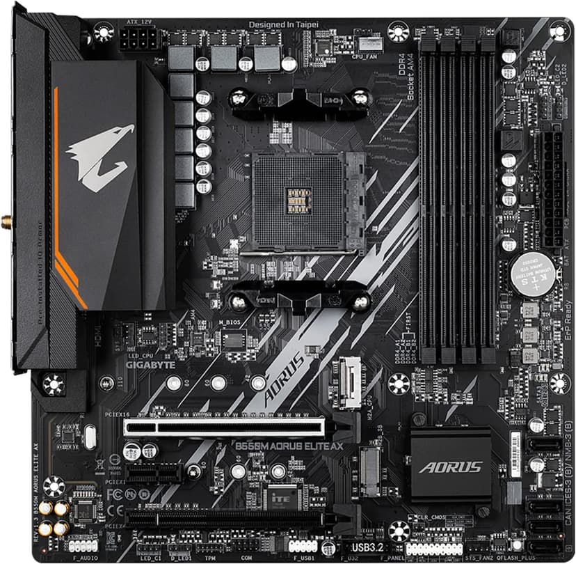 GIGABYTE B550M AORUS Elite AX (rev 1.3) Motherboard, Supports AMD AM4 Ryzen 5000 Processors, Micro-ATX, DDR4, Single M.2, SATA 6Gb/s, Realtek GbE LAN, PCIe 4.0