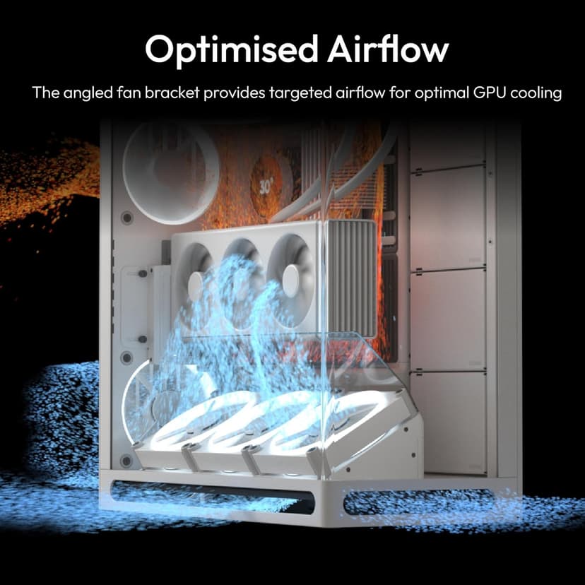 HAVN HS 420 VGPU Dual-Chamber Mid Tower ATX PC Case White | PCIe 5.0 Vertical GPU Kit, 11x 140mm Fan Slots & 2X 420mm Radiator Support, SimpliCable Cable Management, Tempered Glass, PWM Fan Hub