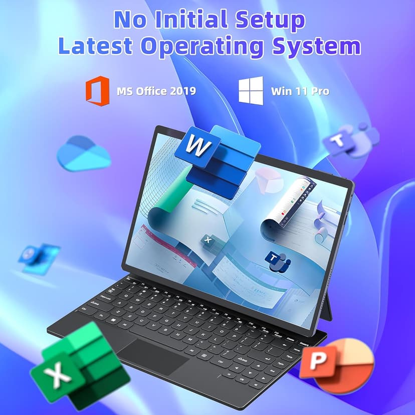 【Win 11 Pro/Office 2019】2-in-1 Convertible Laptop, 14" 2.2K Touchscreen, Detachable Magnetic Keyboard, 12th Gen Alder Lake-N95, 16GB DDR5 RAM, 512GB/1TB SSD, HD Camera, Cooling Fan, Type-C (512G SSD)