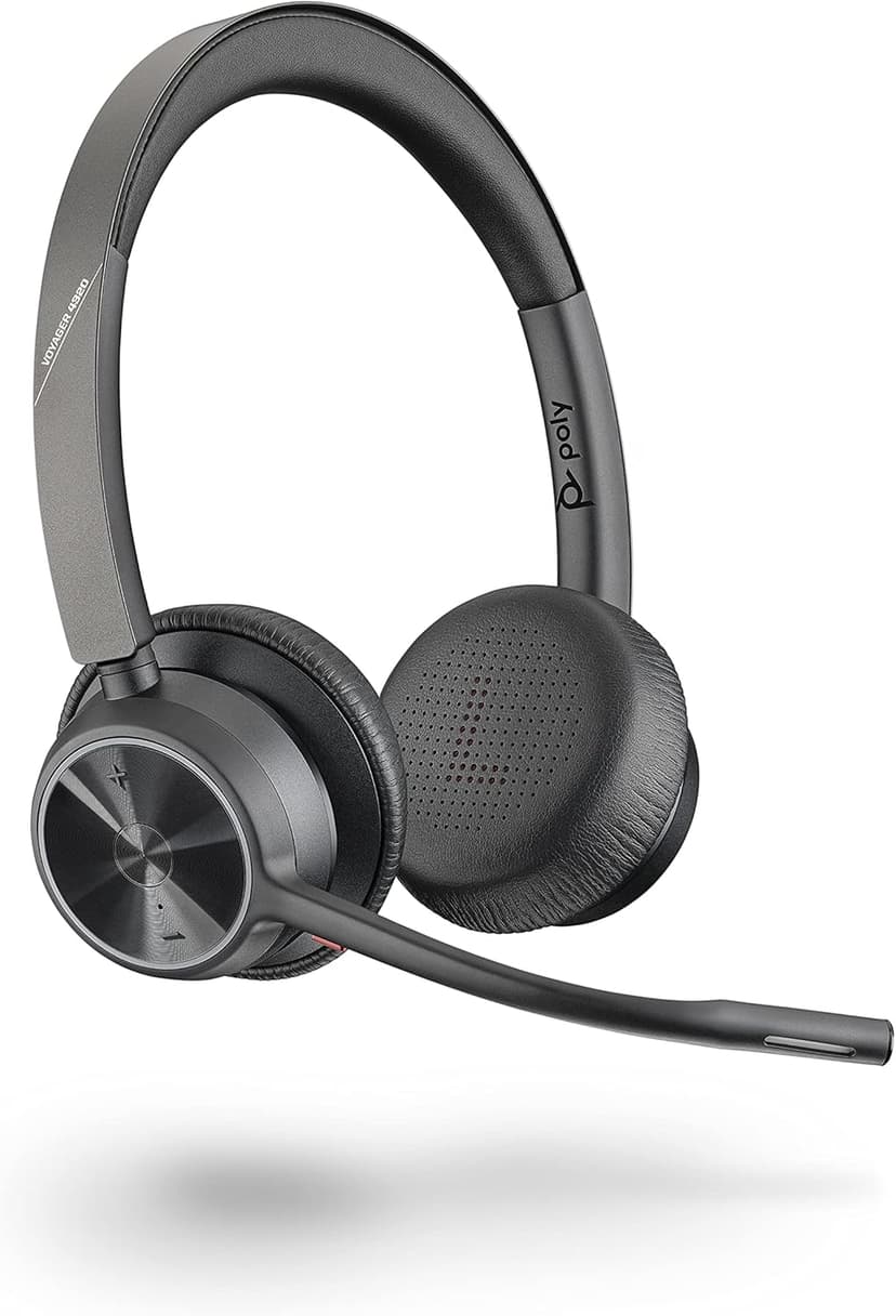 Poly - Voyager 4320 UC Wireless Headset (Plantronics) - Headphones with Boom Mic - Connect to PC/Mac via USB-A Bluetooth Adapter, Cell Phone via Bluetooth - Works with Teams, Zoom & More