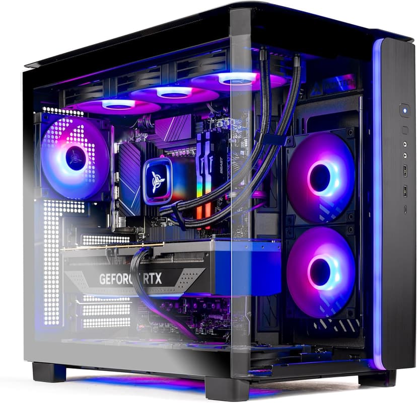 Skytech King 95 Gaming PC Desktop, Ryzen 9 9900X 4.4 GHz (5.6GHz Turbo Boost), NVIDIA RTX 5070 12GB GDDR7, 1TB Gen4 NVMe SSD, 32GB DDR5 RAM 6000 RGB, 850W Gold PSU, 360mm ARGB AIO, Wi-Fi, Win 11