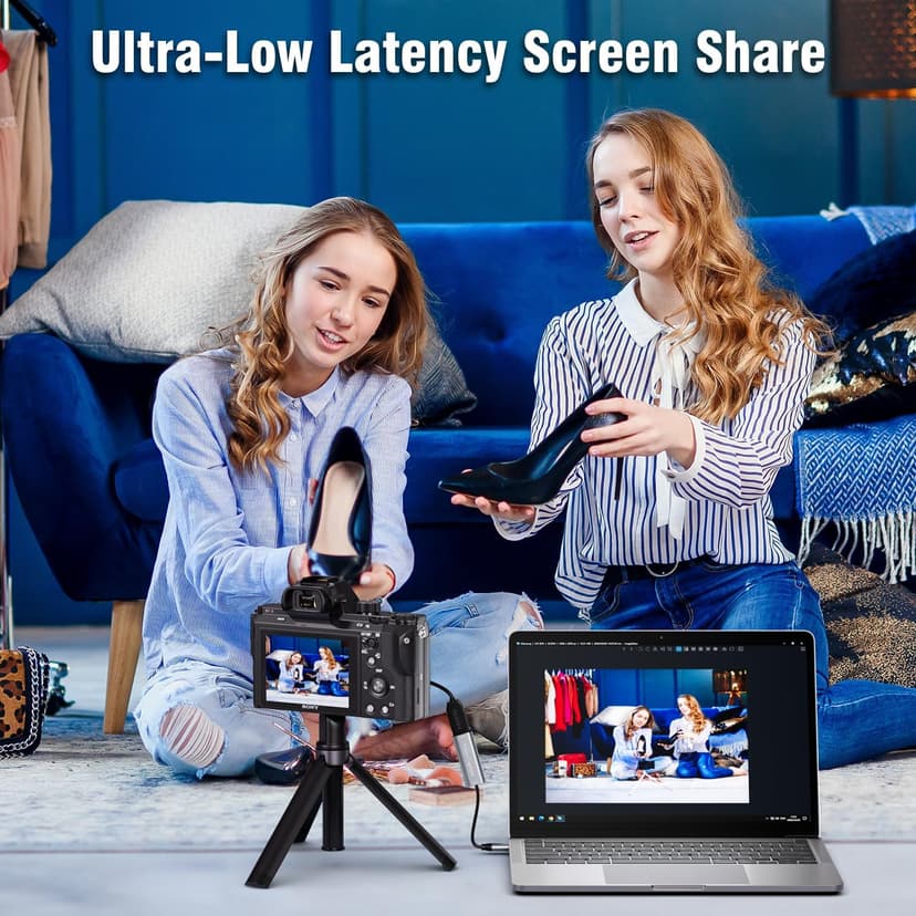 Video Capture Card, USB3.0 HDMI to USB C Capture Card, 4K 1080P 60FPS, Video Recording Card for Gaming Live Streaming, for Windows/Mac OS System with USB C Adapter to Adjust PS4, Switch, Xbox