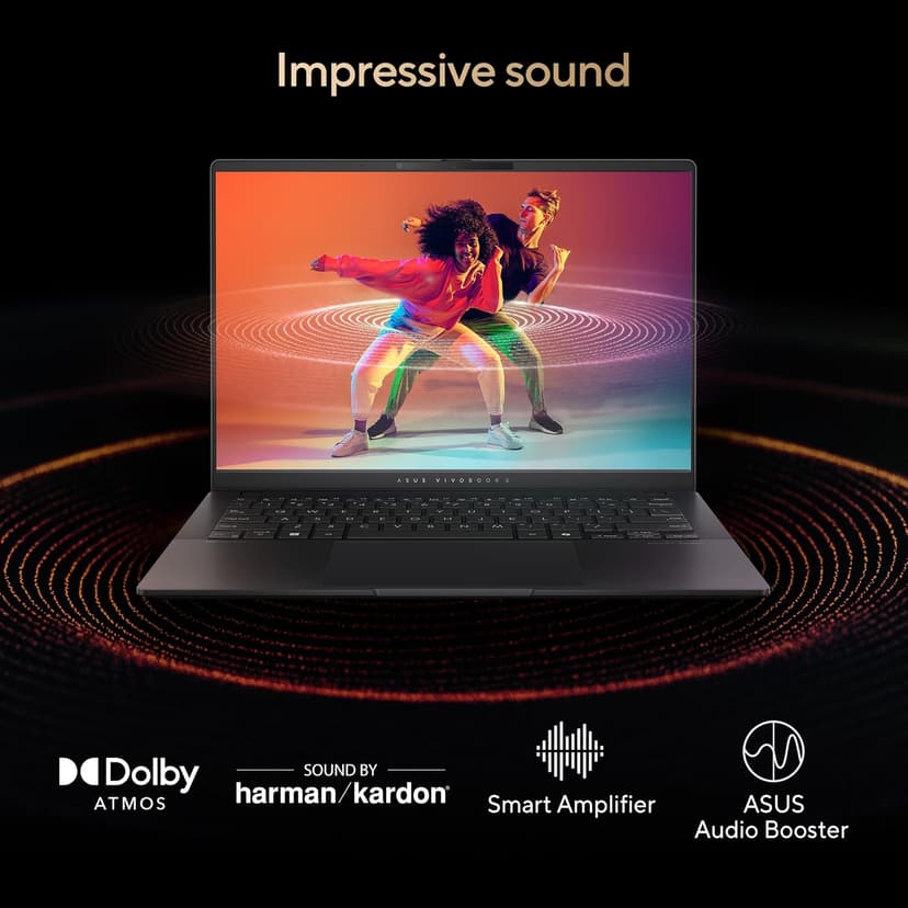 ASUS Vivobook S 14 OLED Slim Laptop, AMD Ryzen AI 9 365(10 Cores), 24GB, 512GB SSD, Customizable RGB Keyboard, Neutral Black, M5406WA-DS76