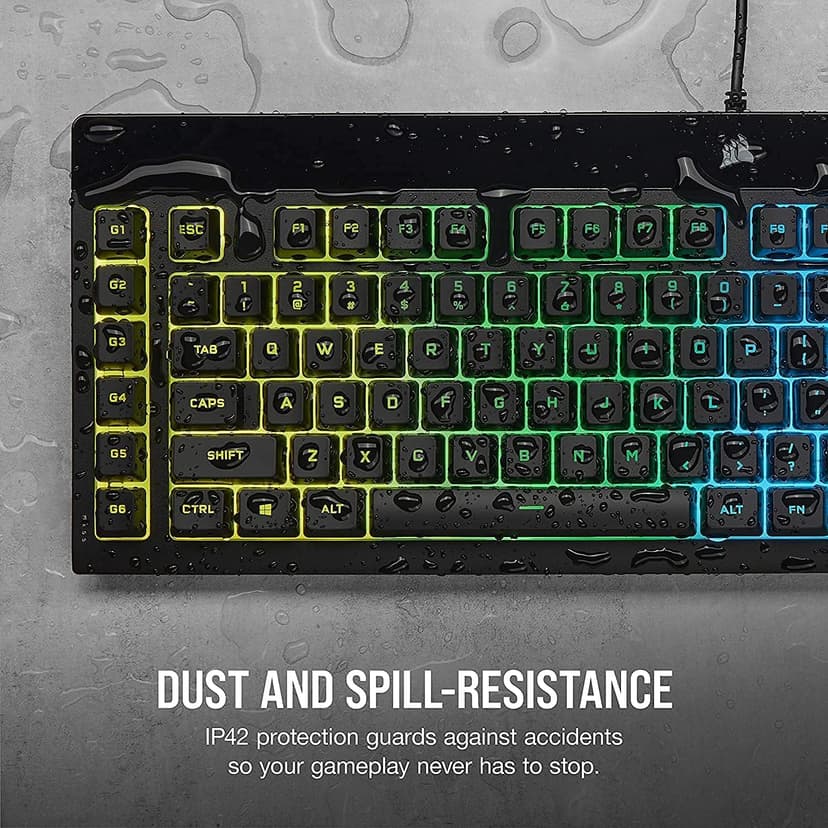 Corsair K55 RGB PRO Membrane Wired Gaming Keyboard – IP42 Dust and Spill-Resistant – 6 Macro Keys with Elgato Integration – iCUE Compatible – QWERTY NA – PC, Mac, Xbox – Black