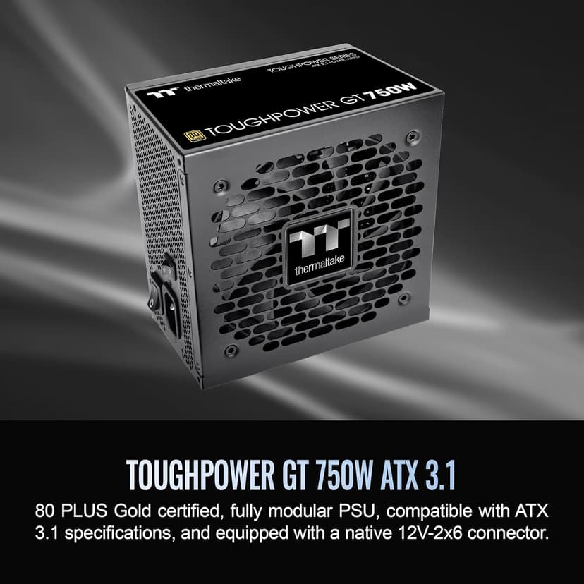 Thermaltake Toughpower GT 750W ATX 3.1 Standard Power Supply; 80 Plus Gold Efficiency; Smart Zero Fan; Native 300W PCIe 5.1 Connector; PS-TPT-0750FNFAGU-3; 5 Year Warranty