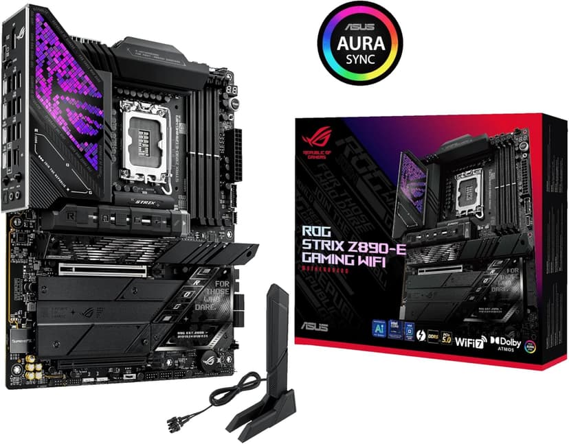 ASUS ROG Strix Z890-E Gaming WiFi Intel® Z890 LGA 1851 ATX Motherboard, Advanced AI PC-Ready, 18+2+1+2 Stages, DDR5, WiFi 7, 7X M.2, Thunderbolt™ 4, USB Type-C®, AI Overclocking, Cooling & Networking