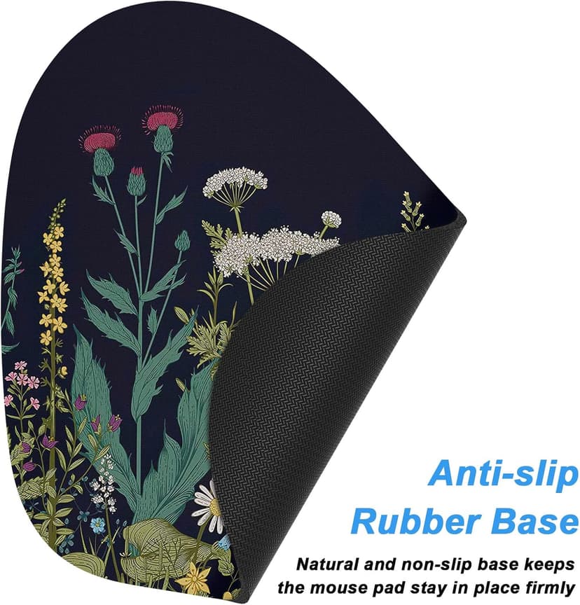 Rimilak Small Mouse Pad 6 x 7 Inch, Irregular Mini Mouse Pad with Non-Slip Rubber Base, Waterproof Compact Mouse Mat for Laptop Computer Wireless Mouse Keyboard Home Office Travel, Midnight Flowers