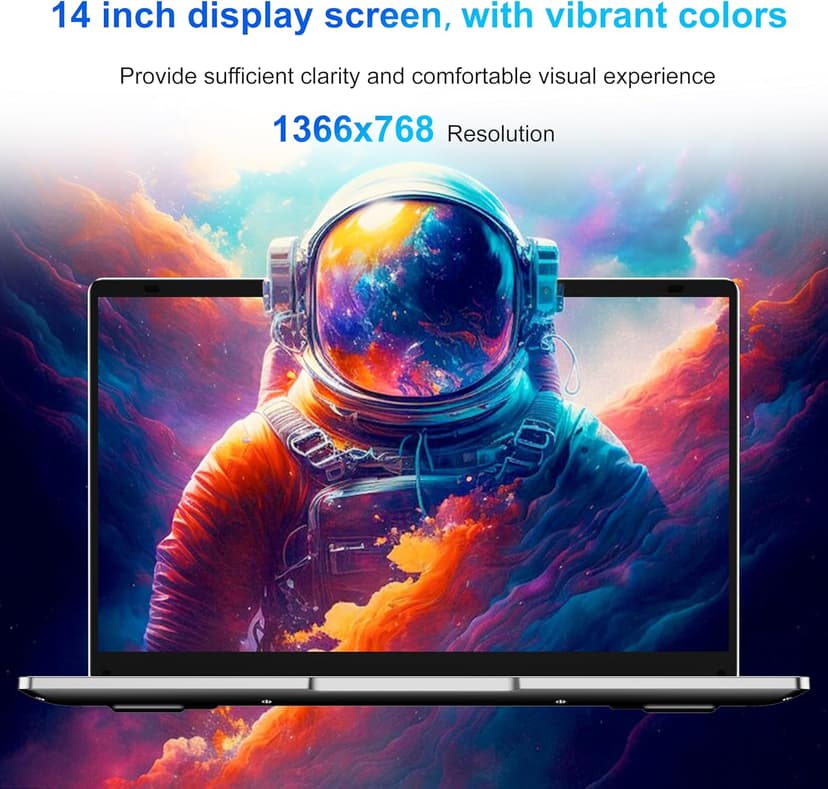 Laptop Computer, 14 inch Laptop Dual-Core Cerelon N4000 6GB RAM 128GB SSD Portable Laptop, 1366x768 IPS Display Fanless Design Laptop PC, WiFi 2.4/5G, BT 5.0, USB 3.0, Mini HDMI, Include USB-C Hub