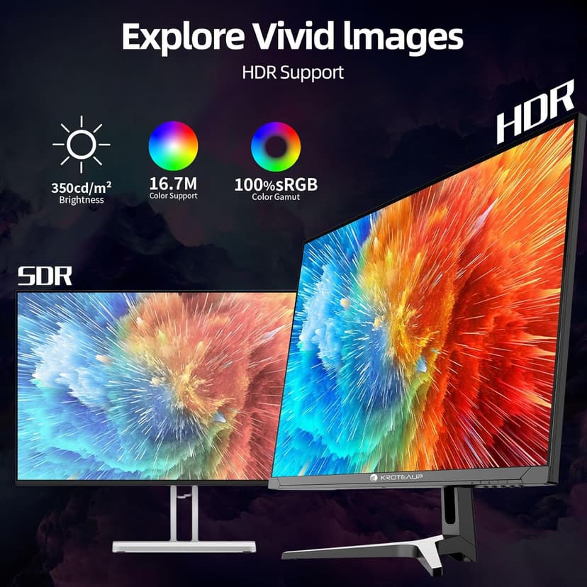 32 Inch UHD Gaming Monitor, (3840 X 2160) Computer Monitor, HDR400, DCI-P3 86%，100% sRGB, Eye Care, Freesync, HDMI, Dp Port and Built-in Speaker, Support Wall