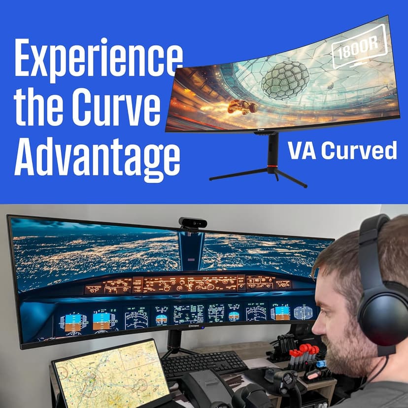 Westinghouse 49 Inch Curved Ultrawide Gaming Monitor, 144Hz, AMD FreeSync Support, Low Motion Blur, R1800 Curve, 3840x1080, for PC Games with Built in Speakers, 2X DisplayPort, 2X HDMI