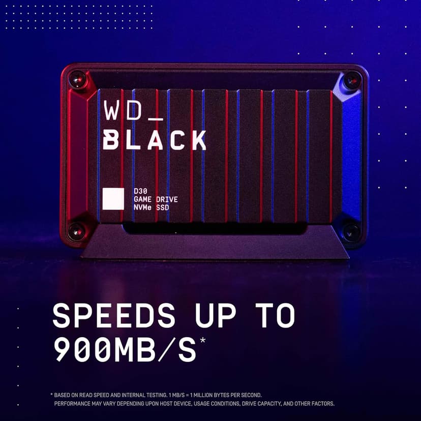 WD_BLACK 1TB D30 Game Drive SSD- Portable External Solid State Drive, Compatible with Xbox and PC, Up to 900MB/s - WDBAMF0010BBW-WESN