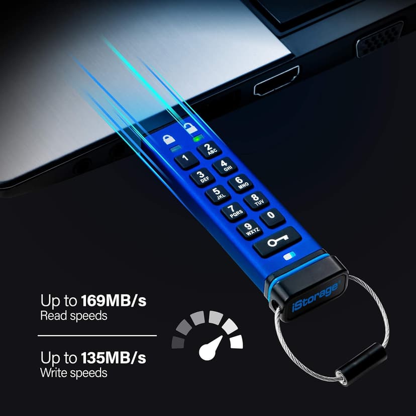iStorage datAshur PRO 8 GB | Encrypted USB Memory Stick | FIPS 140-2 Level 3 Certified | Password protected | Dust/Water Resistant