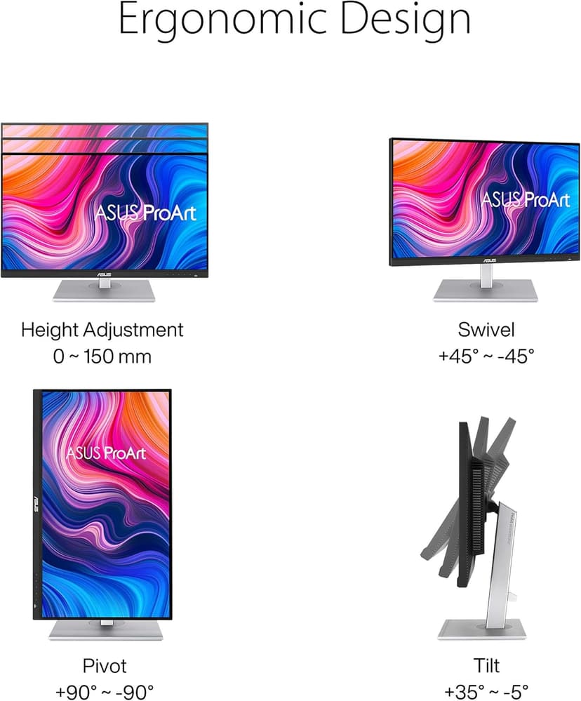 ASUS ProArt Display PA279CV 27” 4K HDR UHD (3840 x 2160) Monitor, IPS, 100% sRGB/Rec. 709, ΔE < 2, USB-C DisplayPort HDMI USB hub, Calman Verified, Compatible With Laptop & Mac Monitor,BLACK