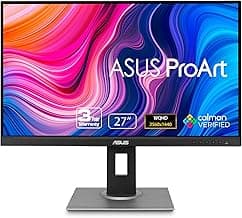 ASUS ProArt Display PA278QV 27” WQHD (2560 x 1440) Monitor, 100% sRGB/Rec. 709 ΔE < 2, IPS, DisplayPort HDMI DVI-D Mini DP, Calman Verified, Anti-glare, Tilt Pivot Swivel Height Adjustable, Black