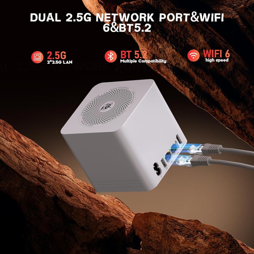 Beelink Mini PC, ME Mini Equipped with N150 Processor, 12GB LPDDR5, 64GB eMMC 2TB SSD, 6×M.2 SSD(MAX 24TB), Dual 2.5GB LAN/WiFi6/BT5.2/USB3.2, Home Theater/Data Center/Soft Routing Mini PC