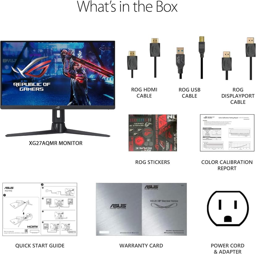 ASUS ROG Strix 27” 1440P Gaming Monitor (XG27AQMR) - 27”, QHD (2560 x 1440), Fast IPS, 300Hz, 1ms, G-SYNC Compatible, FreeSync Premium Pro, Extreme Low Motion Blur Sync, DisplayPort, DisplayHDR 600